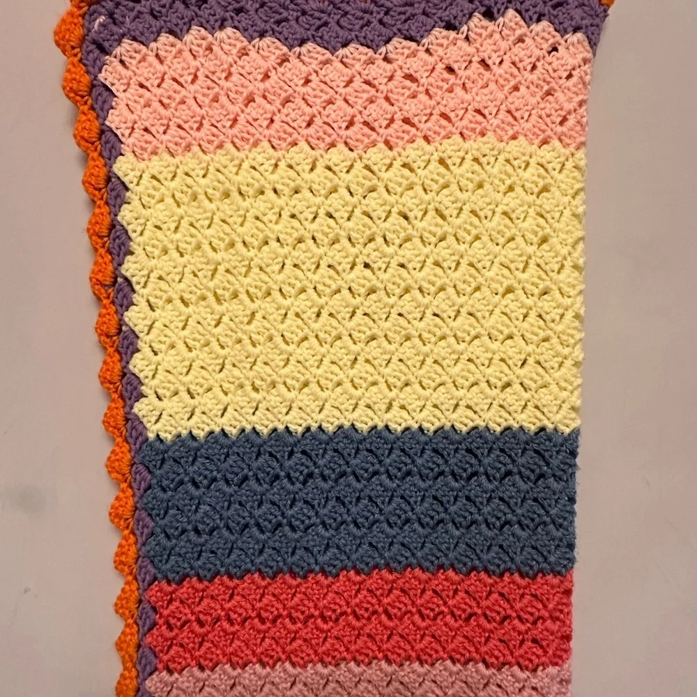 Handmade Unique Colorful Crochet Blanket 25x60